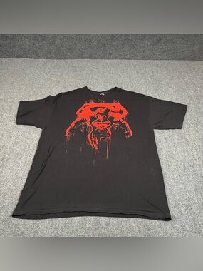 DC Comics Superman Splatter Bleeding Logo Men's T-Shirt Xl Black Red Big Logo